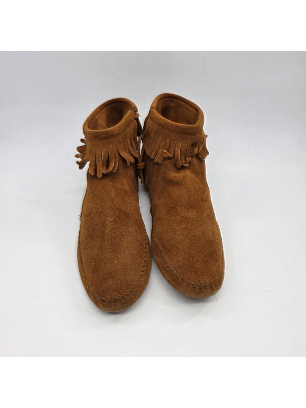 Minnetonka Women's Back Zip Brown Suede Boots Size 9.5
